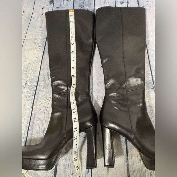 VINTAGE Luichiny Mavis Black Leather Y2K Classic Club Retro Platform Boots 39 - Picture 14 of 16